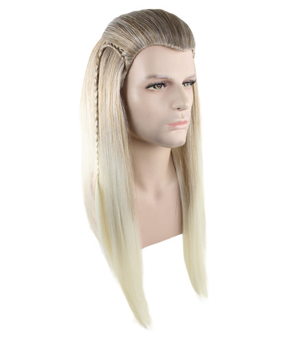 Men's Legolas TV Movie Character Blonde Wig | Adult Braids Prestyled Long Straight Wigs | Anime Roleplay Costume Wigs for Halloween Parties