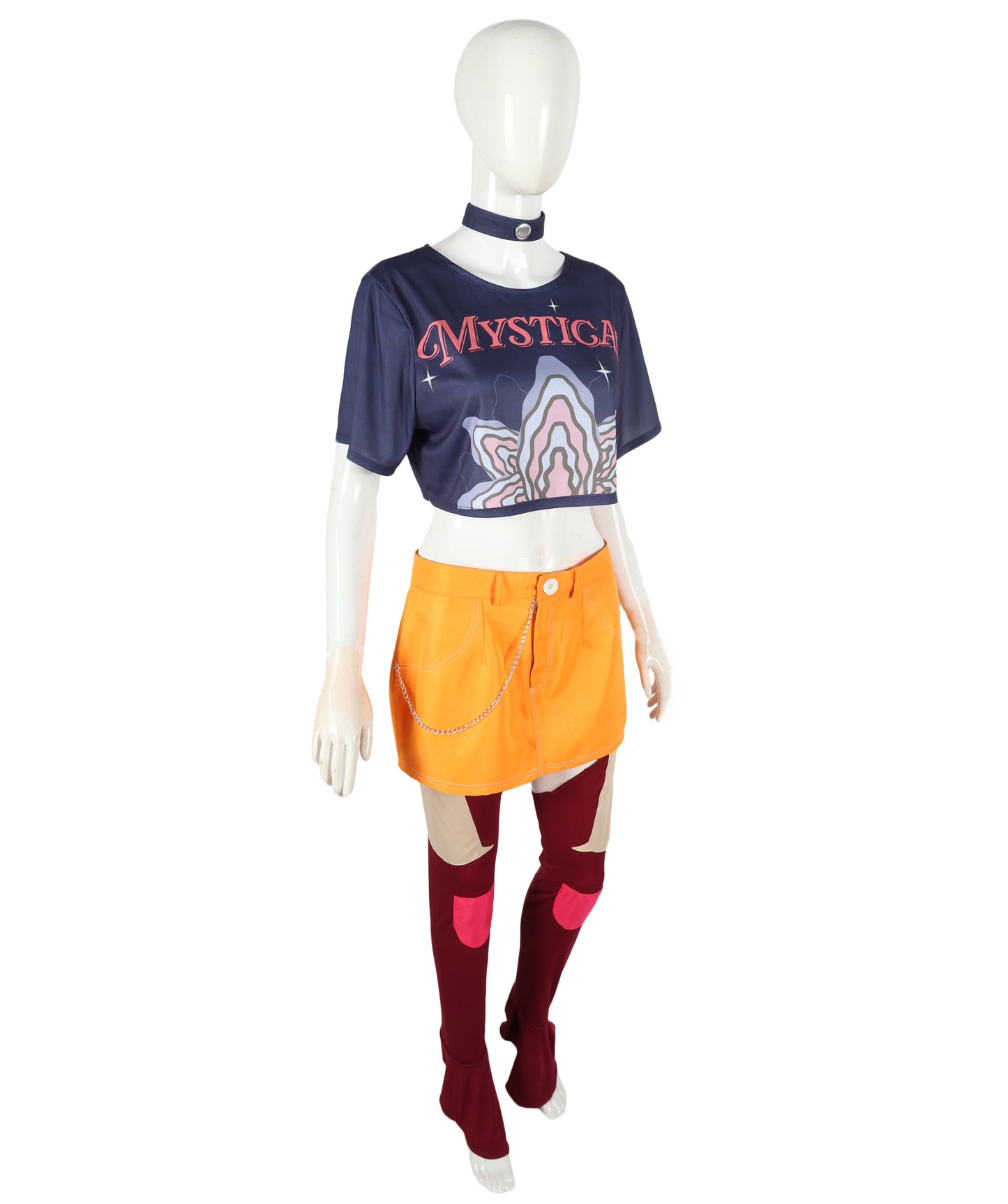 HPO Adult/Teen Women’s Character-Inspired Outfit with Leg socks, T-Shirt, Pants & Accessories | Fantasy Pop Idol Girl Costume | Halloween, Stage & Parties