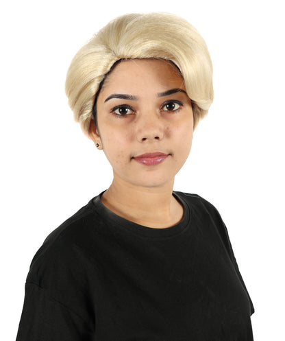 HPO Women’s Blonde Updo Wig – Strong Female Leader Headpiece | Elegant Side Part Costume Wig for Halloween, Cosplay & Uniformed Characters