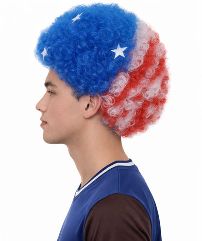 United States Sport Afro Fun Wig | Patriotic Afro Wig