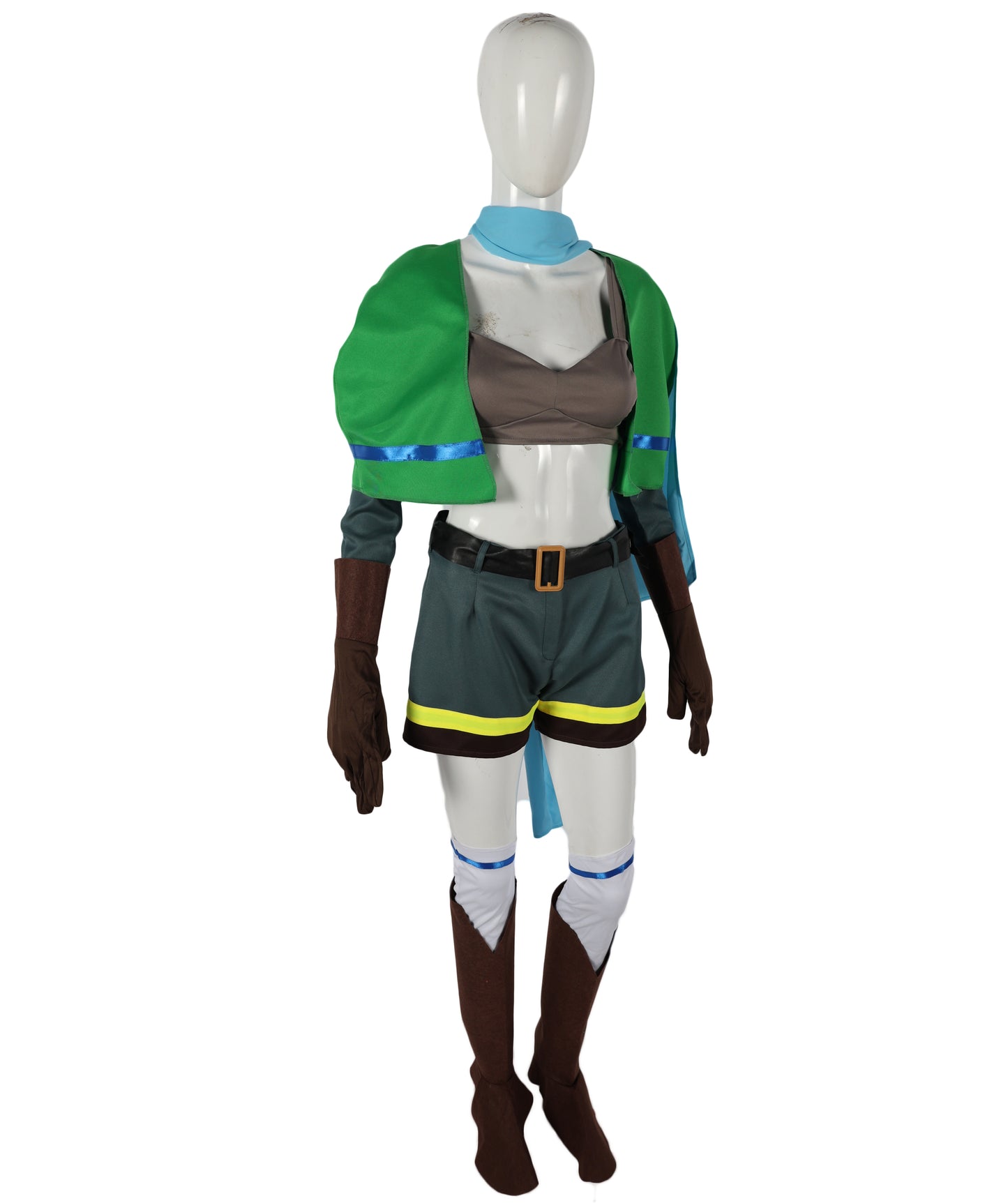 HPO Women's Fantasy Adventurer Multicolor Outfit | Cosplay Set Includes Koti, Pants, Belt, Gloves | Crafted from Flame-retardant Synthetic Fabric | Adjustable Straps for Secure Fit