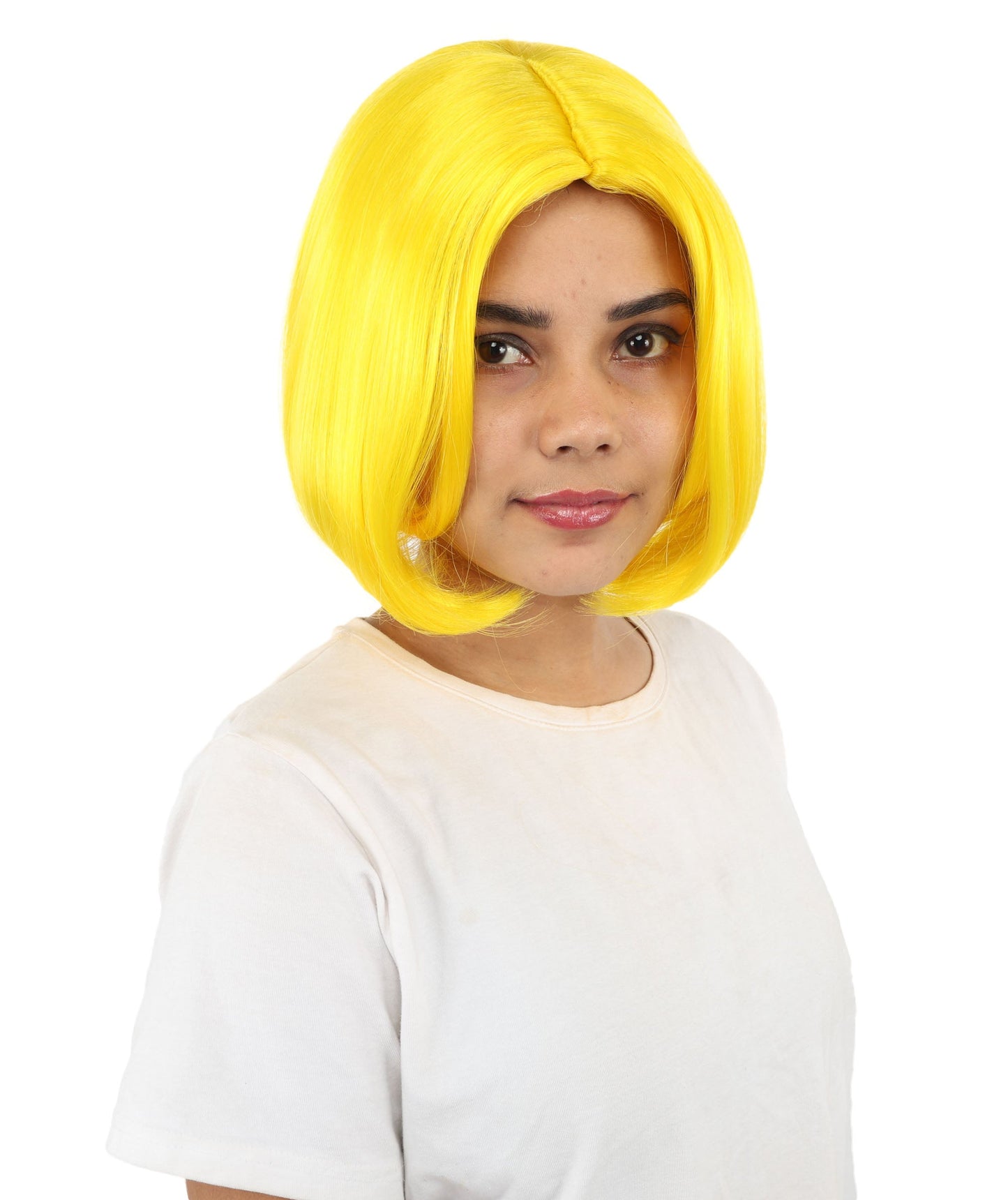 Adult Women's Two-Tone Bob Wig | Multiple Color Options | Short Straight Blunt Cut Inspired by American Pop Artist Look | Natural Hairline for Halloween and Cosplay