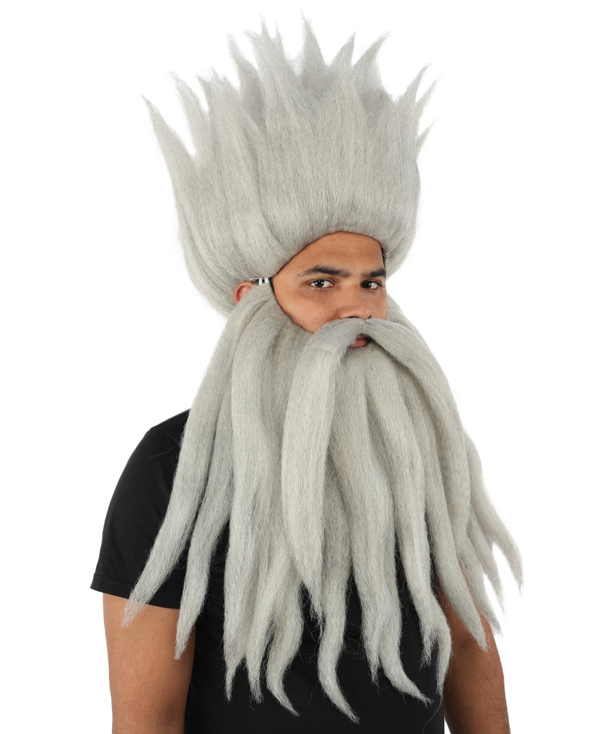 Wild Man Wig Beard & Mustache Set | Voluminous Multicolor Options Messy Hair with Matching Facial Hair, Synthetic Fiber & Breathable Cap | Halloween, Jungle Roleplay, Theater, Carnival & Costume Party