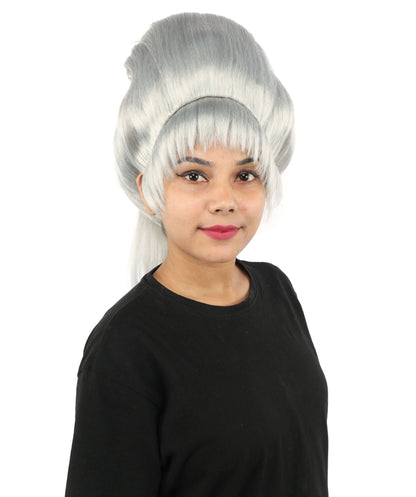 HPO Adult Women's Avant-Garde Bouffant Wig | Multiple Color Options | Create of synthetic fiber, massive smooth updo with micro bangs, breathable base | Party, Halloween, theater, drag, performance, costume events