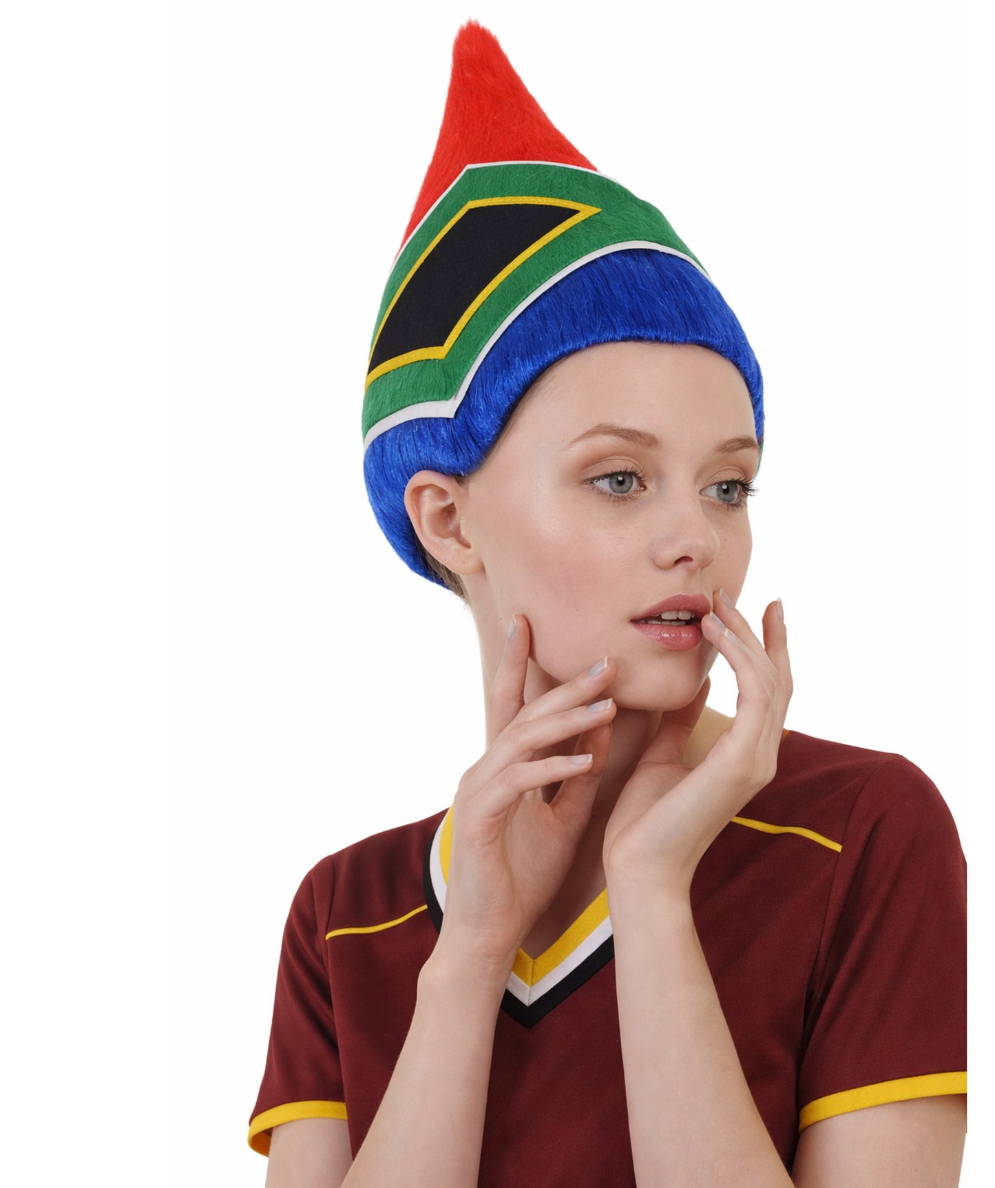 South Africa Flag Troll Wig | National Pride Multicolor Sport Wigs | Premium Breathable Capless Cap