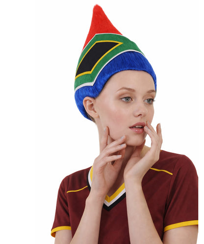 South Africa Flag Troll Wig | National Pride Multicolor Sport Wigs | Premium Breathable Capless Cap
