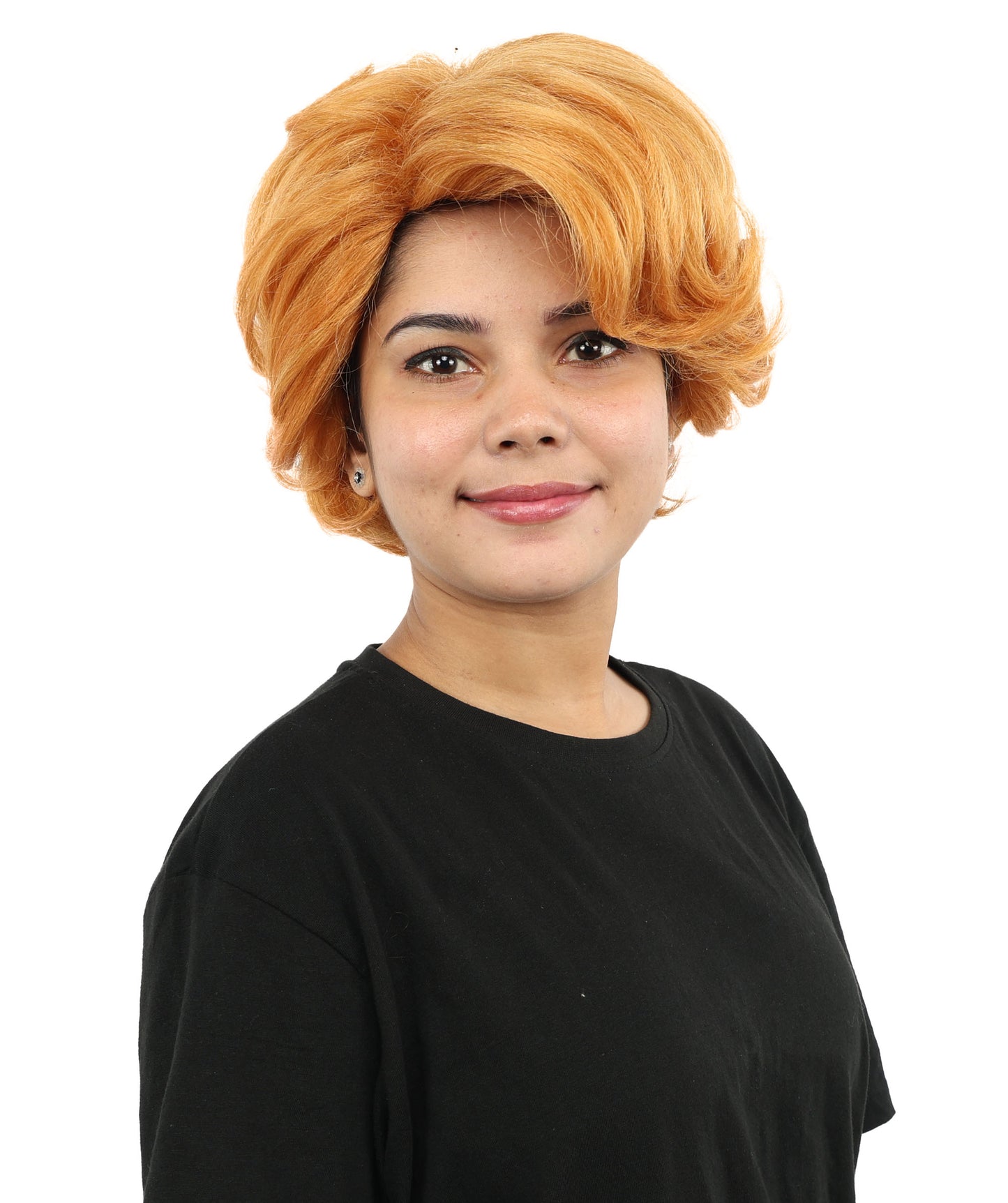 HPO Women's Curly Ginger-Inspired Wig | Voluminous Orange Afro Curly Hairstyle | Synthetic Hairpiece for Cosplay, Halloween, Parties, Stage & Roleplay