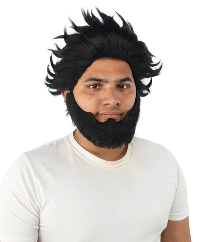 HPO Adult & Teen Men’s 11-Inch Spiky Wig with Beard Set | Multiple Color Options, Ideal for Cosplay, and Themed Events | Bold Style for Fun and Creative Looks
