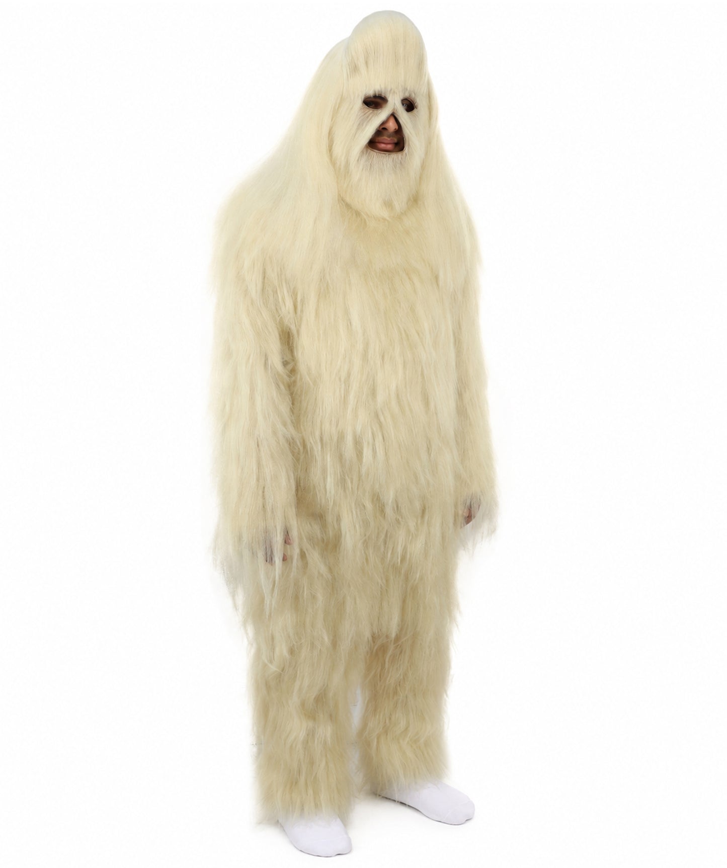 HPO Unisex Extreme Hairy Person Costume, Mask and Bundle - Full-Body Hair Suit Extra-Long Ash Brown Costume Wig for Halloween, Cosplay & Parties