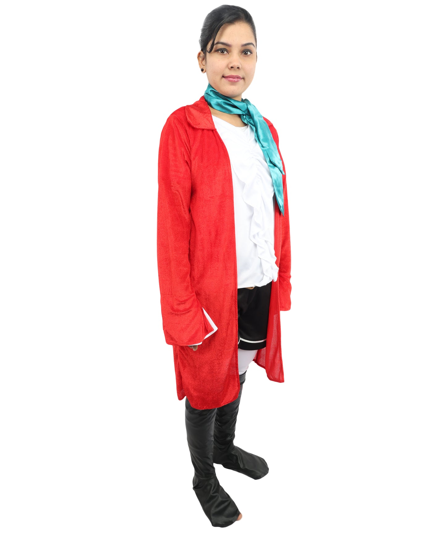 HPO Women's Nautical Pirate Captain Multicolor Costume | Jersey and Satin Construction with Neck Muffler and Shoe Covers | Ideal for Halloween, Theater, Drag, and Themed Performance Events