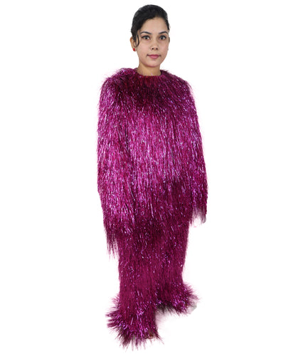 HPO Unisex Teen Extreme Tinsel Hairy Person Costume Bundle & Mask Set - Full-Body Tinsel Hair Suit Extra-Long Costume Wig for Halloween, Cosplay & Parties - Multiple Color Options