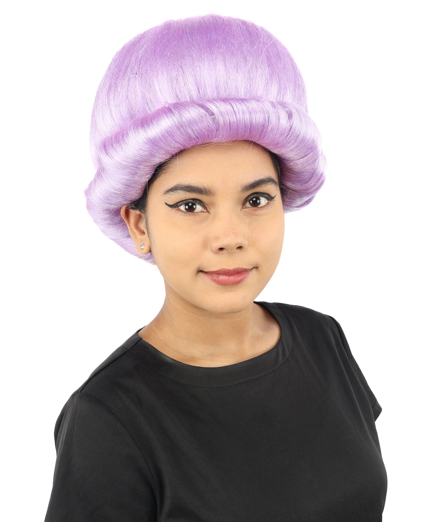 HPO Women's Voluminous Golden Blonde Grandma Wig | Medium Puffy Afro Style with Silver Texture, Synthetic Fiber & Adjustable Fit | Halloween, 100th Day of School, Theater & Funny Costume