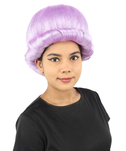 HPO Women's Voluminous Golden Blonde Grandma Wig | Medium Puffy Afro Style with Silver Texture, Synthetic Fiber & Adjustable Fit | Halloween, 100th Day of School, Theater & Funny Costume