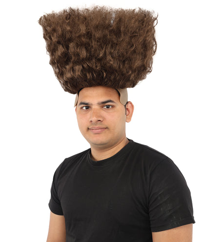 HPO Men’s Tall Afro Wig | Multicolor Options | Animated Scientist Style Hair | Funny Hairpiece with Bouncy Curls and Capless Cap | Retro Nerd Look for Parties, Shows & Halloween