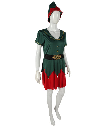 HPO Adult Women’s Elf Costume | Red & Green Christmas Outfit | Holiday Party, Cosplay & Themed Event Costume