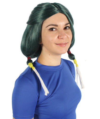 Women's Anime Mechanical Student Mix Green Pigtail Wig | Perfect for | Flame-retardant Synthetic Fiber