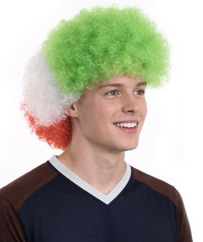 Iran Sport Afro Fun Wig | Jumbo Size Tri Color Sports Halloween Wig