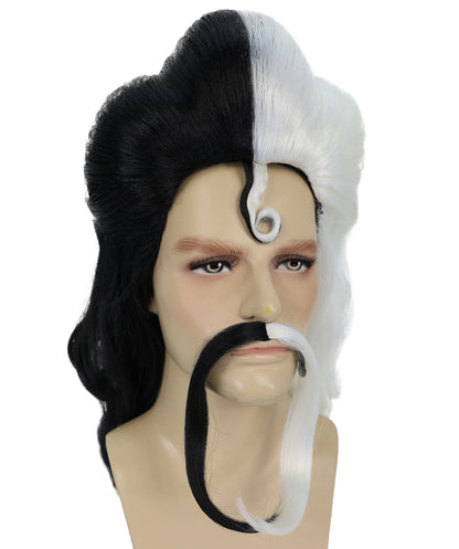 Men's Long Red Straight Handle Bar Mustache Smooth Wig | Premium Breathable Capless Cap