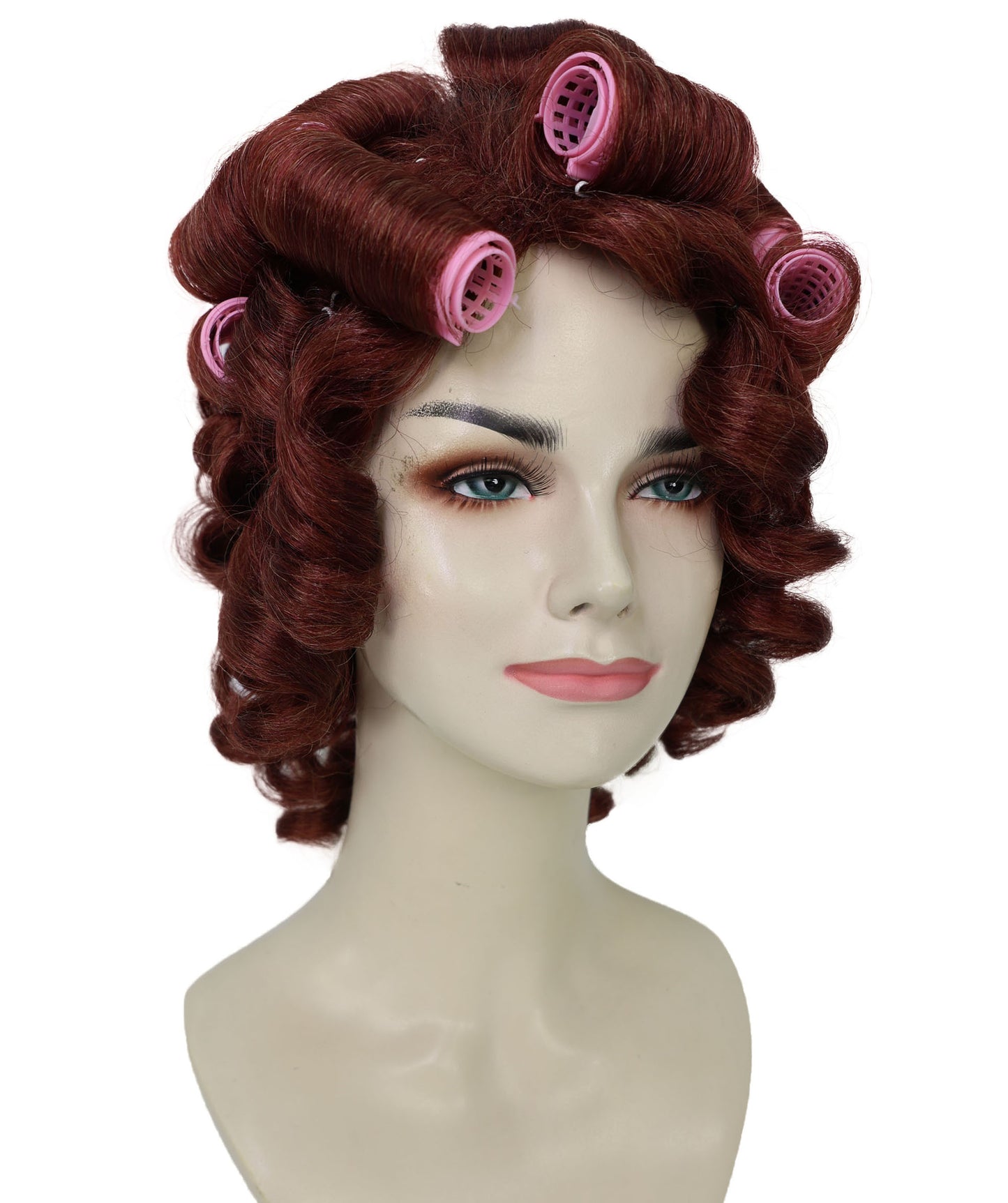 HPO Adult Women’s Vintage Glamour Wavy Wig with Large Voluminous Curls & Rollers |  Retro Style | Ideal for Halloween | Breathable Cap