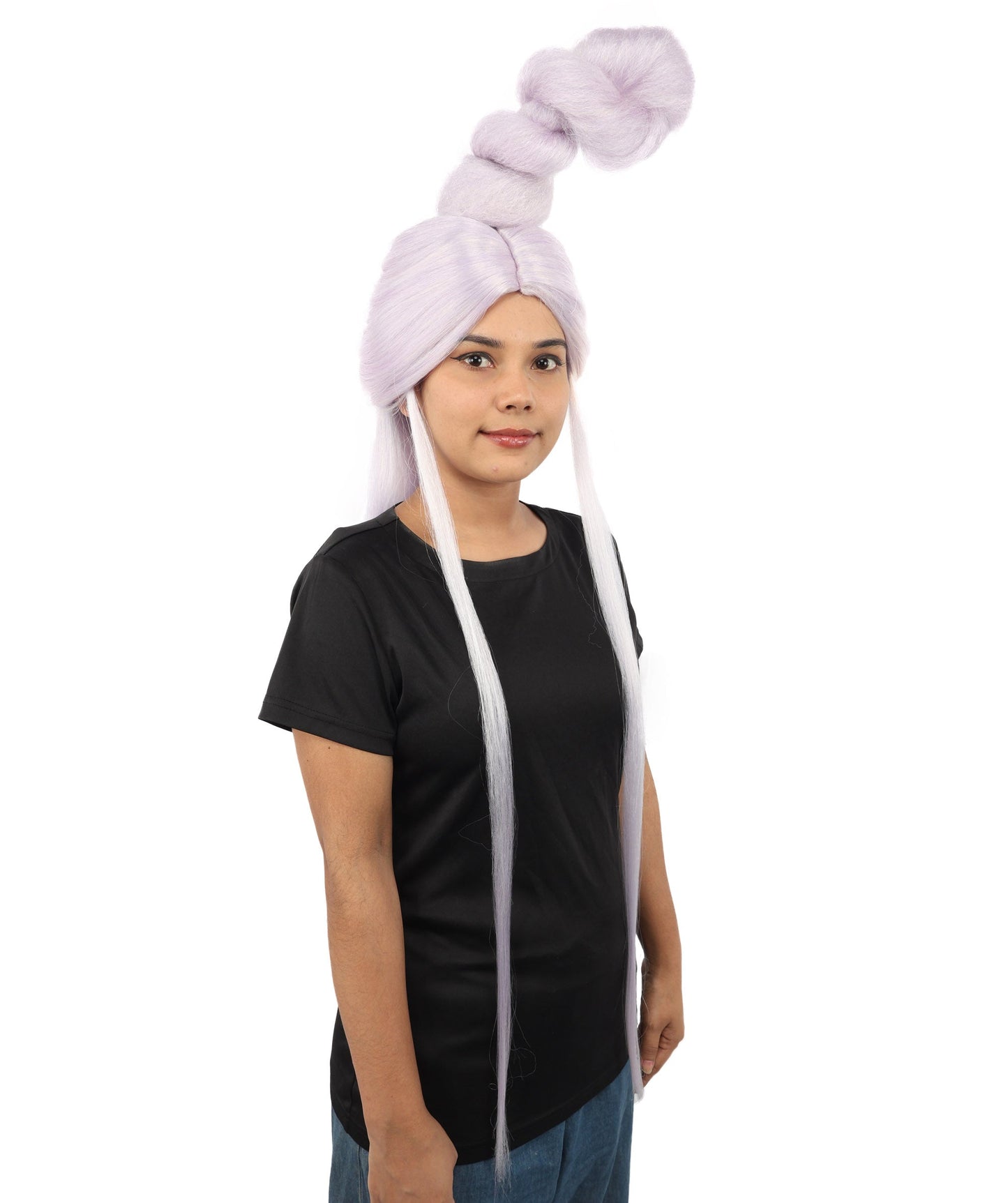 HPO Adult Women's Sculpted Loop Topknot Wig | Multiple Color Options | Create of synthetic fiber, gravity-defying twisted vertical bun with long face-framing strands, breathable base | Party, Halloween, theater, drag, performance, costume events