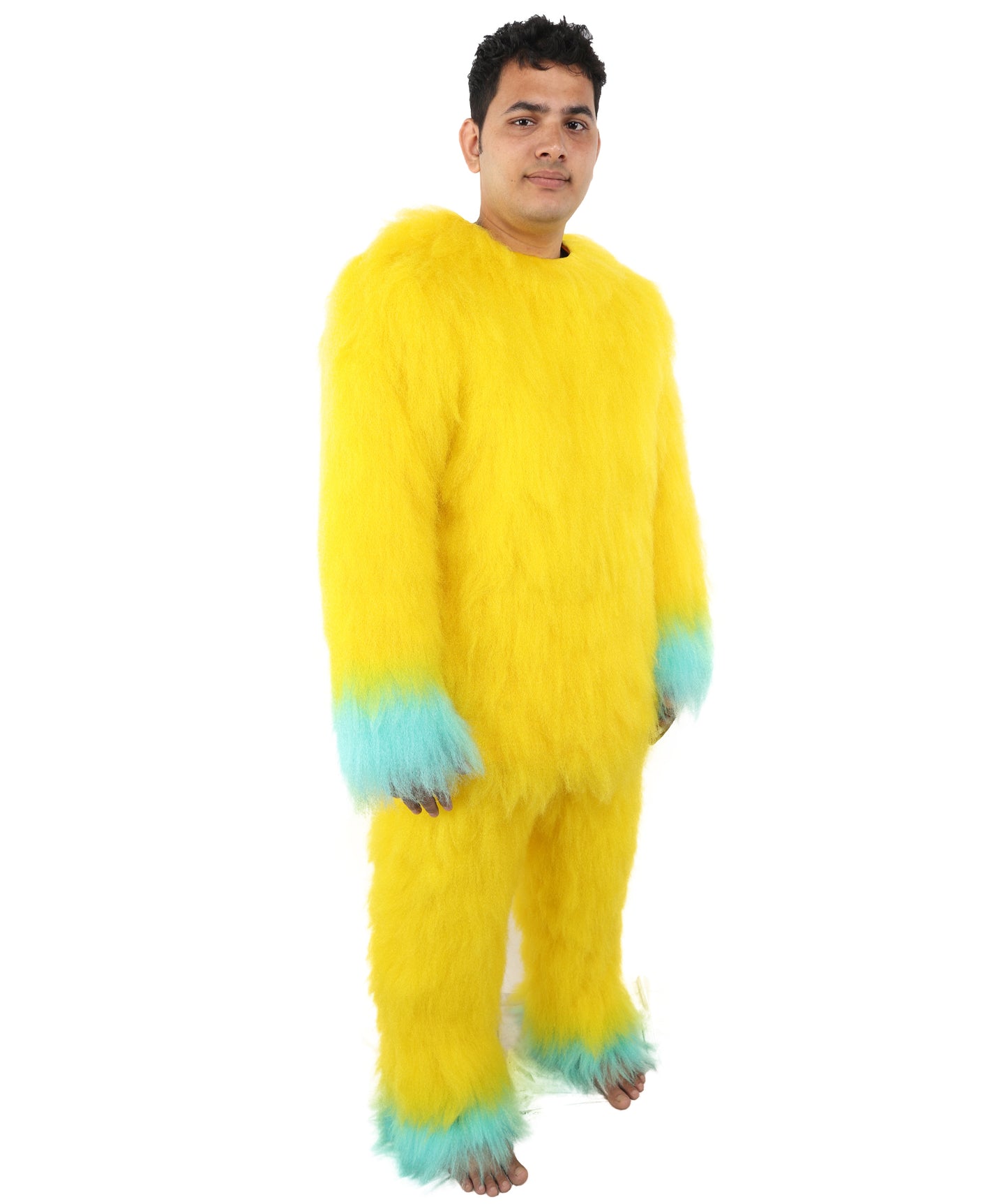HPO Adult 74 Inch Full Animal Monster Bundle Costume & Mask Set – Yellow & Blue Furry Outfit with Screaming Head Mask | Ideal for Mascot Shows, Theater & Party Characters
