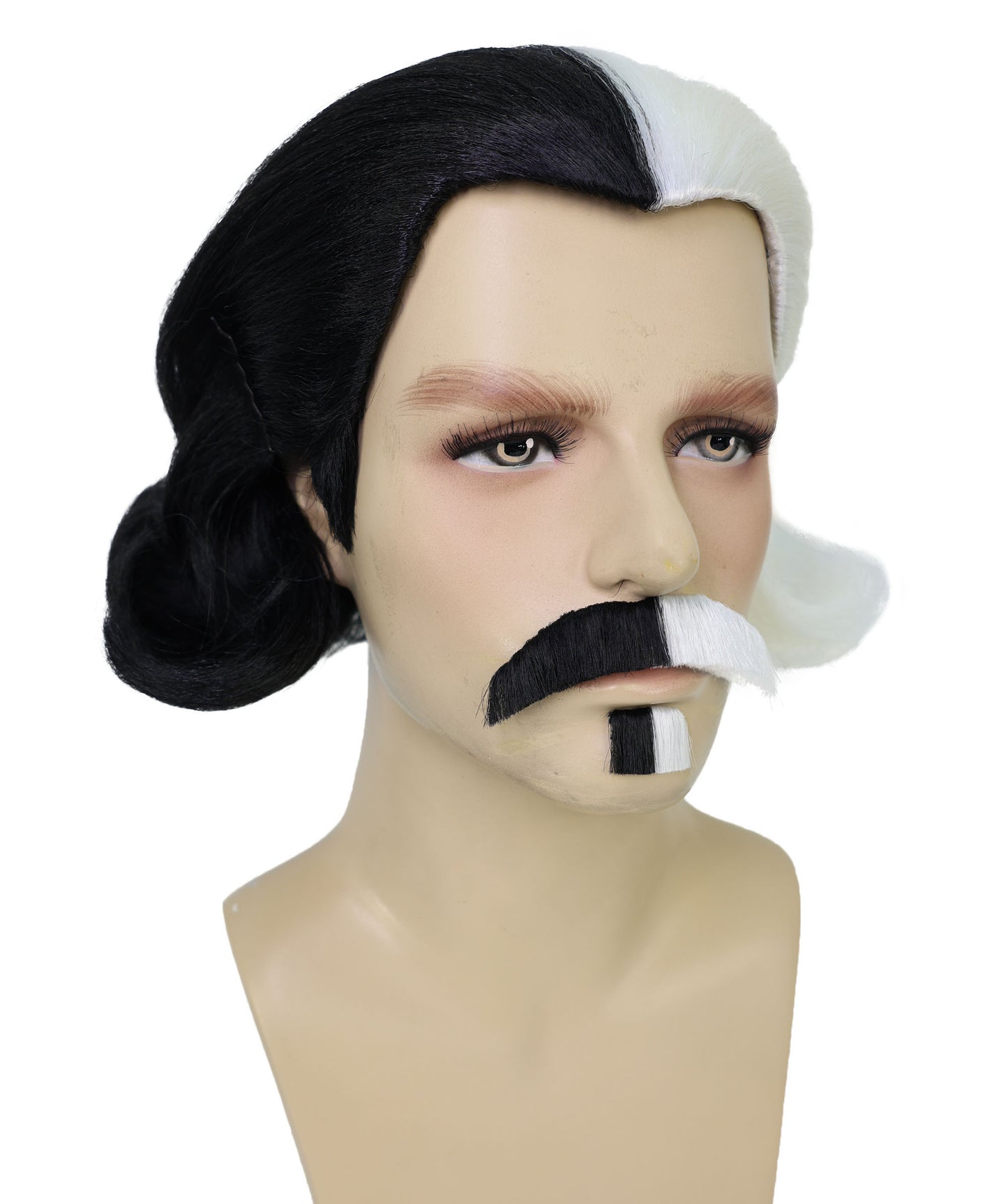 Men's Black Slick Back Dutch Van Der Linde Wig – Red Dead Redemption Inspired Costume Wig for Cosplay & Halloween – Realistic Long Curly Slick Back Hair Wig for Men