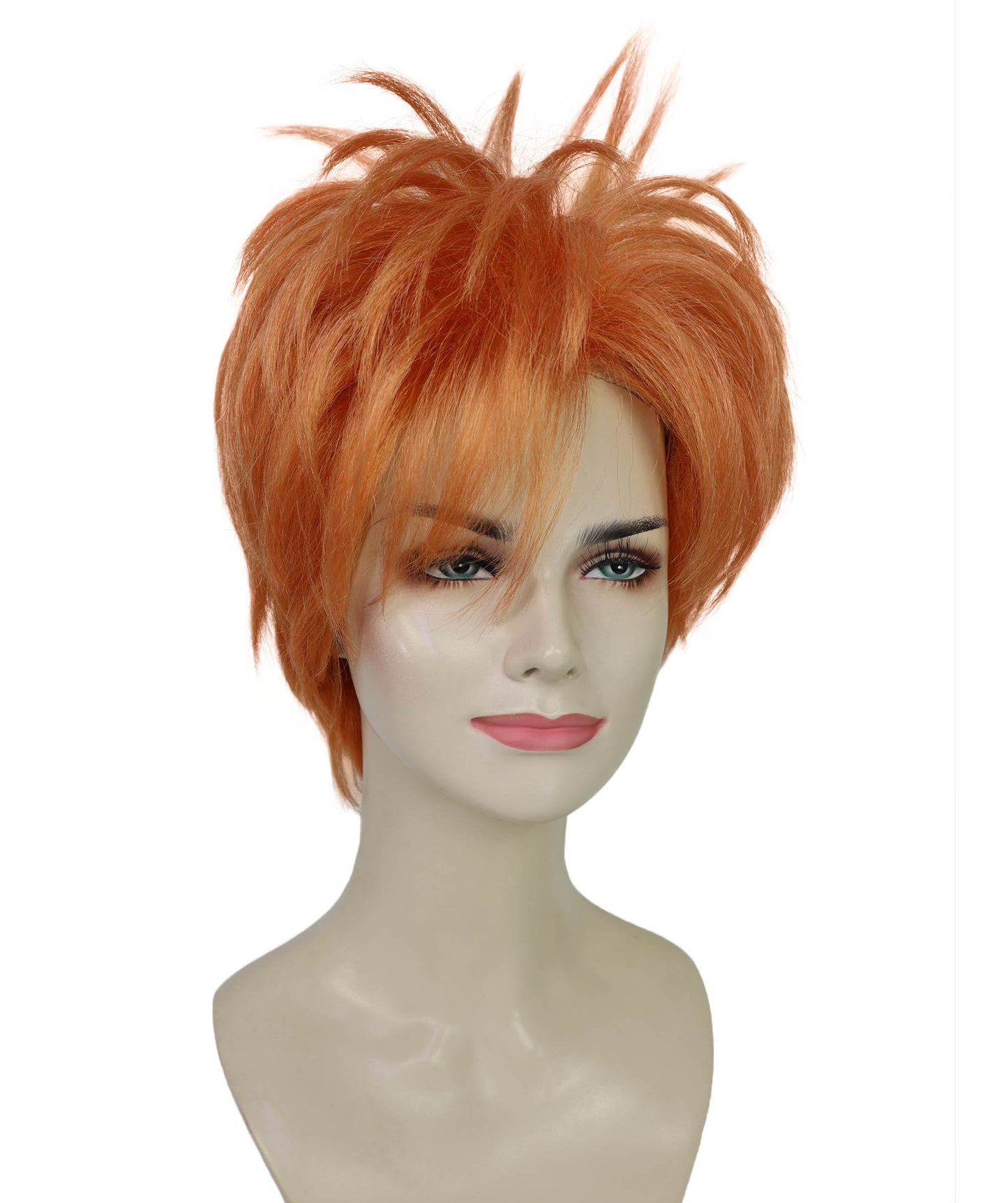 Women’s Orange Short Spiky Punk Wig | Anime Style Rockstar Hairpiece | Ideal for Halloween | Breathable Capless Cap