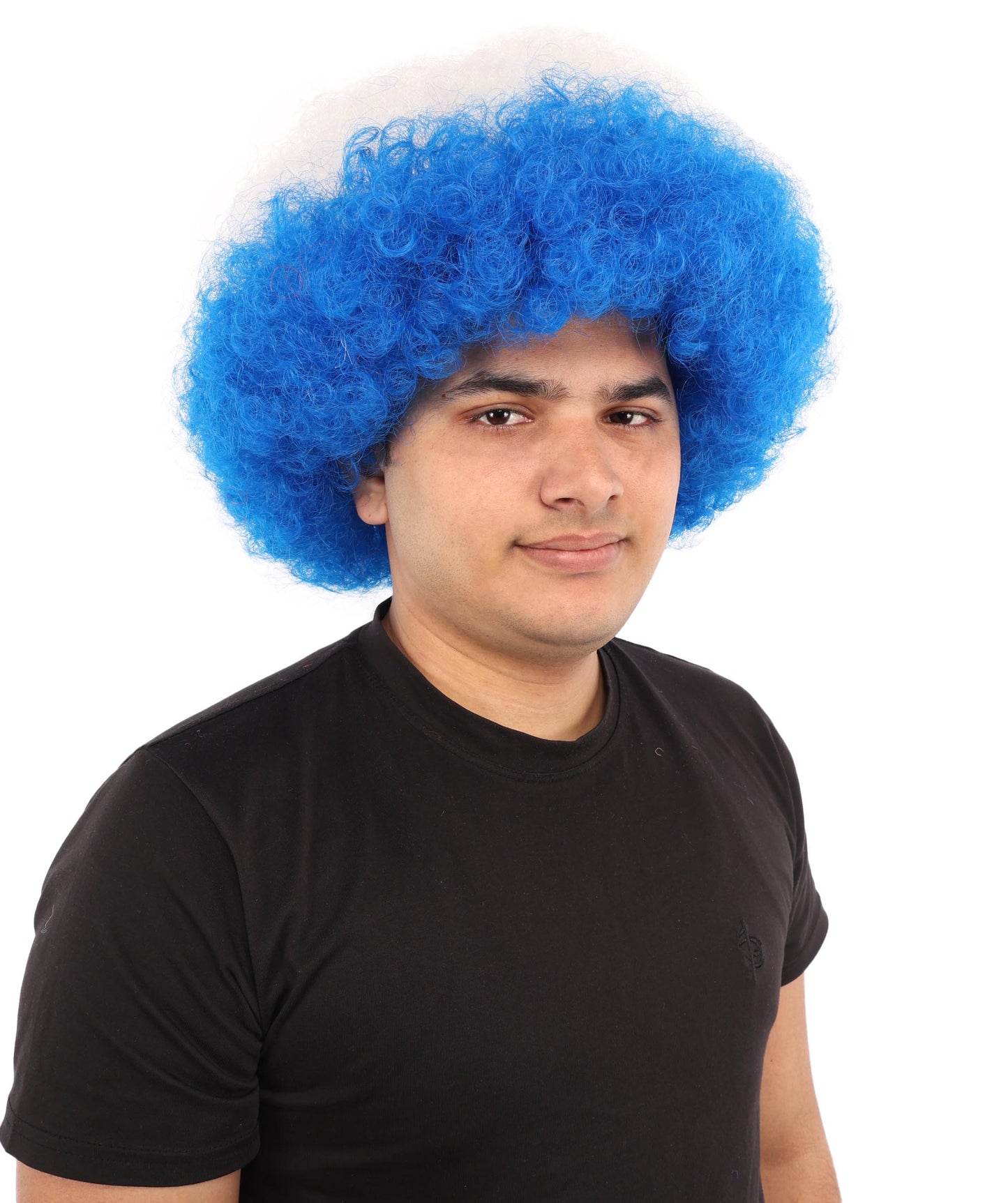 HPO  Tricolor Afro Style Netherlands Flag Wig | Flame-retardant Synthetic Fiber with Capless Construction | Ideal for Party, Halloween, Cosplay, Theater, Drag, Performance, Costume Events