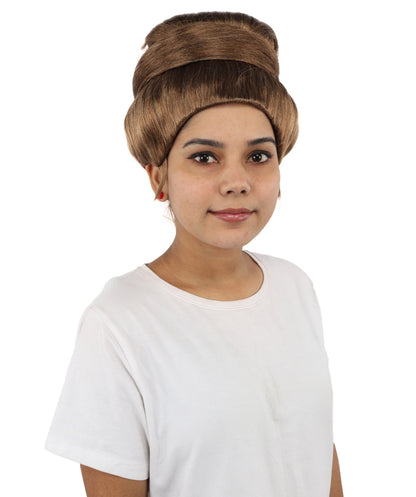 HPO Women's Brown Iconic Diva Roleplay Wig | Flame-resistant Synthetic Fiber with Capless Cap | Ideal for party, Halloween, cosplay, theater, drag, performance, costume events