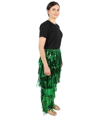 HPO Adult Women's Tinsel Fringed Tiered Multiple Color Options Trousers, Perfect for Halloween, Flame-retardant Synthetic Material