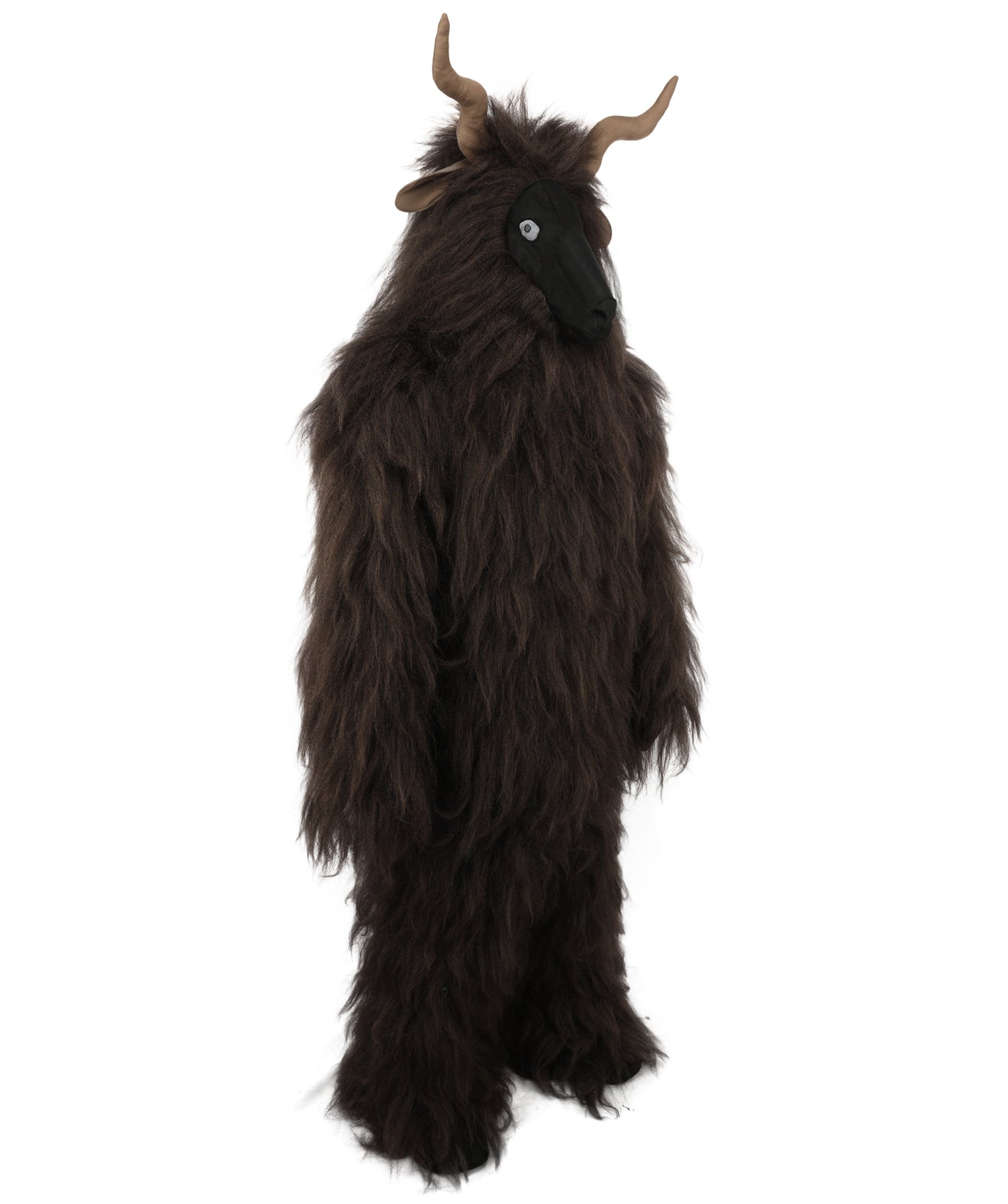 HPO Adult Men's Goat Fur Costume Bundle & Mask Set – Dark Brown Full Body Animal Outfit for Halloween and Cosplay  | Flame-Retardant Synthetic Fiber
