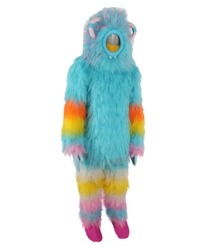 HPO Unisex Furry Blue Monster Plush Costume Set – Head Mask & Full Suit| Perfect for Halloween| Flame-retardant Synthetic Fabric