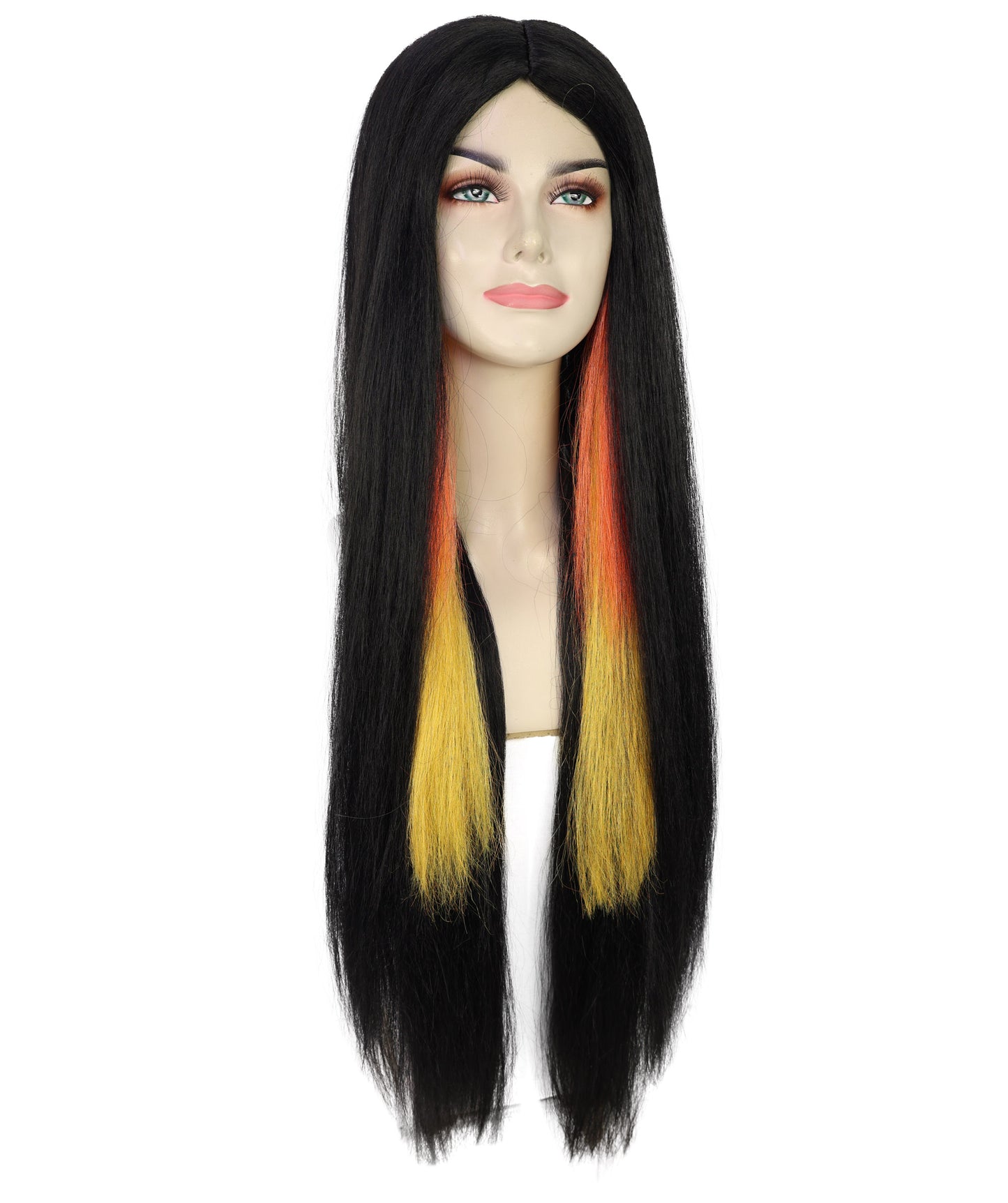 HPO Unisex Multiple Color Long Straight Wig | Bold Halloween Costume Hair | Breathable Capless Cap