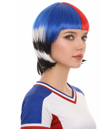 Women Patriotic South Korean Flag Bob Wig | Premium Breathable Capless Cap
