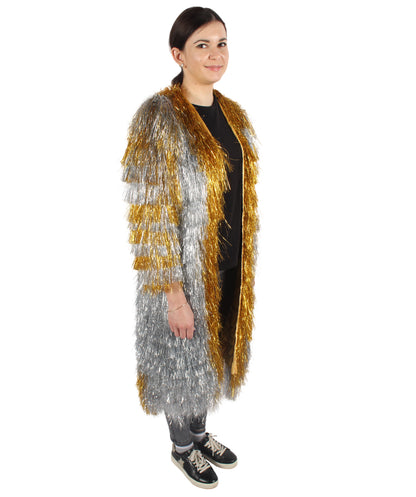 HPO Women's Gold & Glitter Thin Tinsel Trenchcoat, Perfect for Halloween