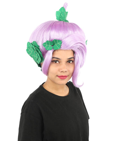 HPO Adult Women's Sculpted Pumpkin Show Wig | Multiple Color Options | Create of synthetic fiber, massive spherical updo with green leaf accents, breathable base | Halloween, theater, drag, performance, party, costume events