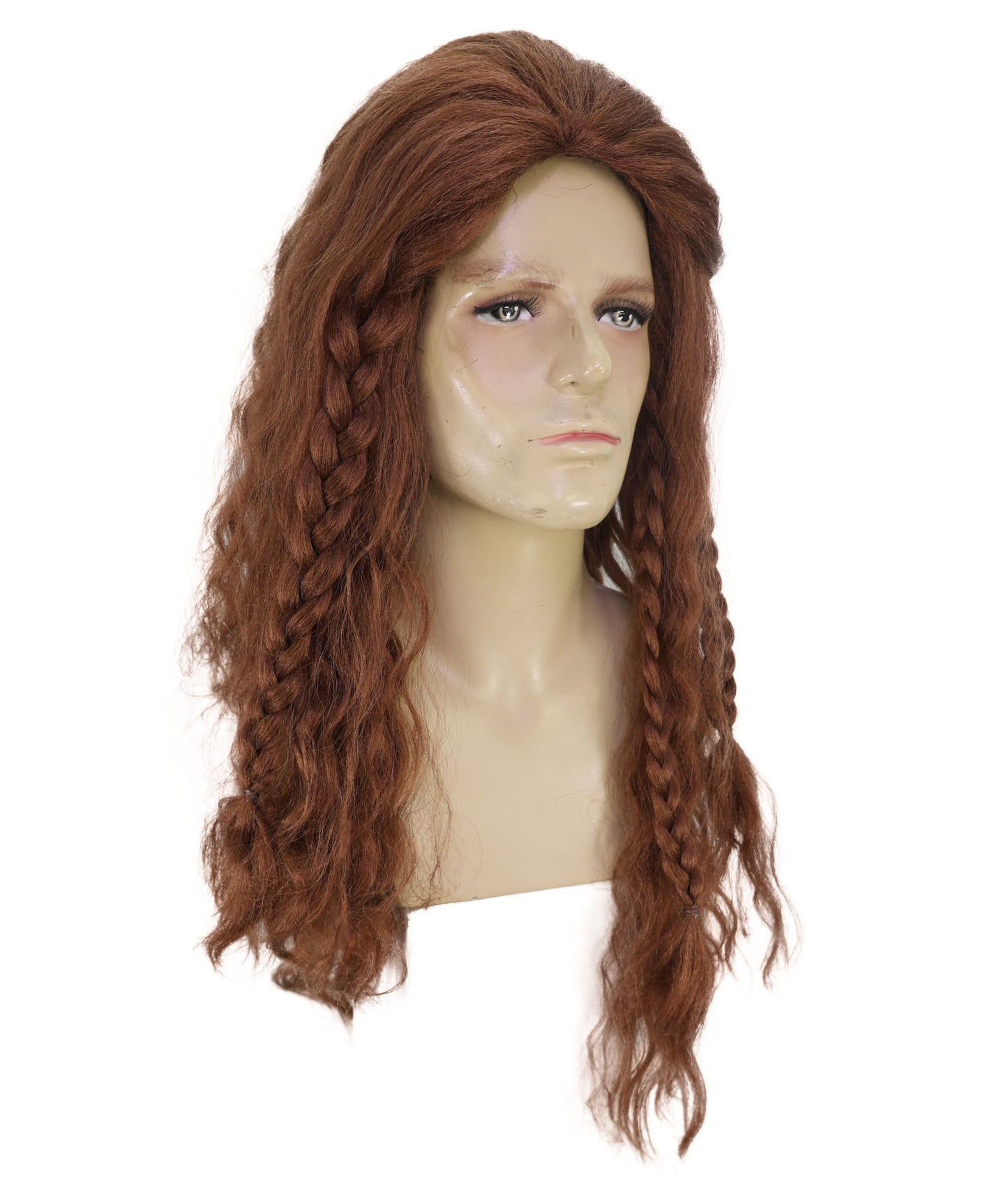 HPO Men's Long Wavy Copper Wig | Synthetic Hair | Natural Layered Style for Cosplay, Halloween & Party Events