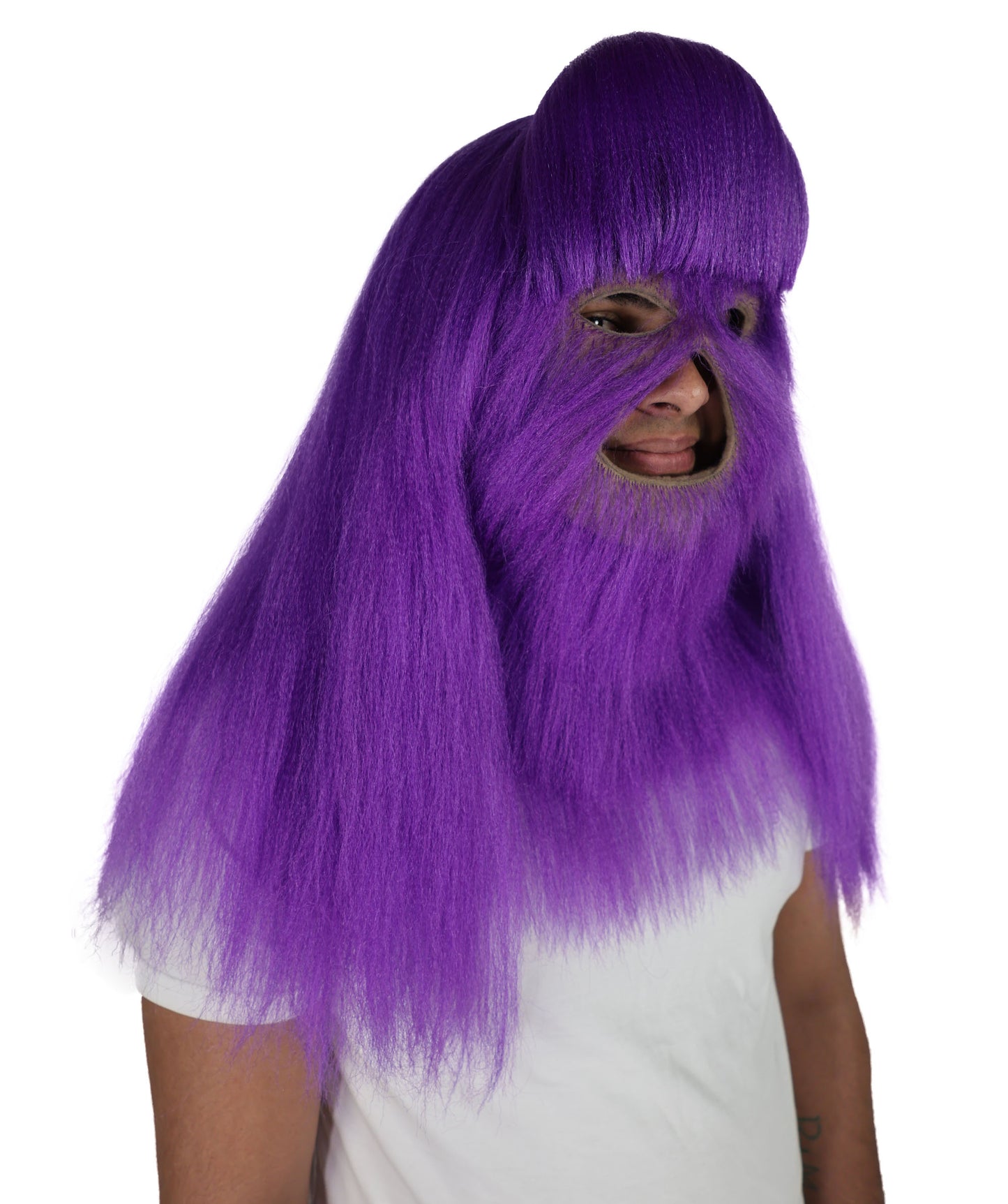 HPO Unisex Extreme Hairy Person Costume, Mask and Bundle - Full-Body Hair Suit Extra-Long Ash Brown Costume Wig for Halloween, Cosplay & Parties