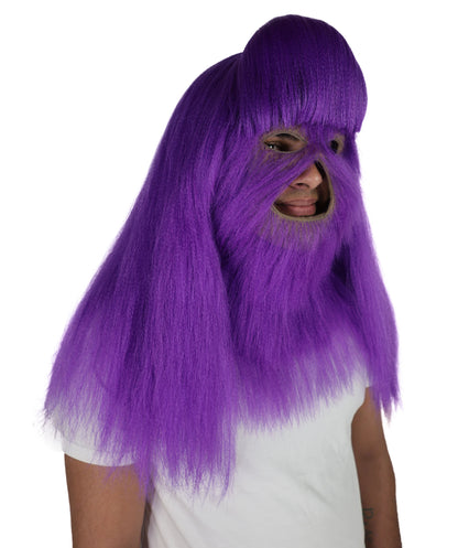 HPO Unisex Extreme Hairy Person Costume, Mask and Bundle - Full-Body Hair Suit Extra-Long Ash Brown Costume Wig for Halloween, Cosplay & Parties