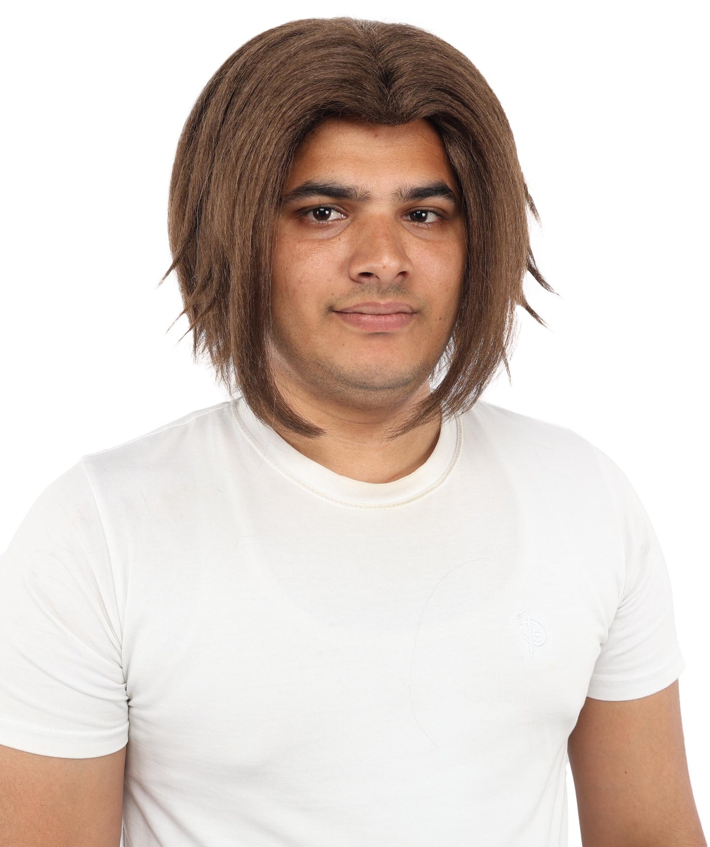 HPO Men's Two Tone Black & White Layered Anime Hair | Frosted Tips Messy Style, Natural Matte Finish, Adjustable Interior Net & Durable Strands | Carnival, Dress Up, Fantasy Conventions, Theater & Photo Shoots