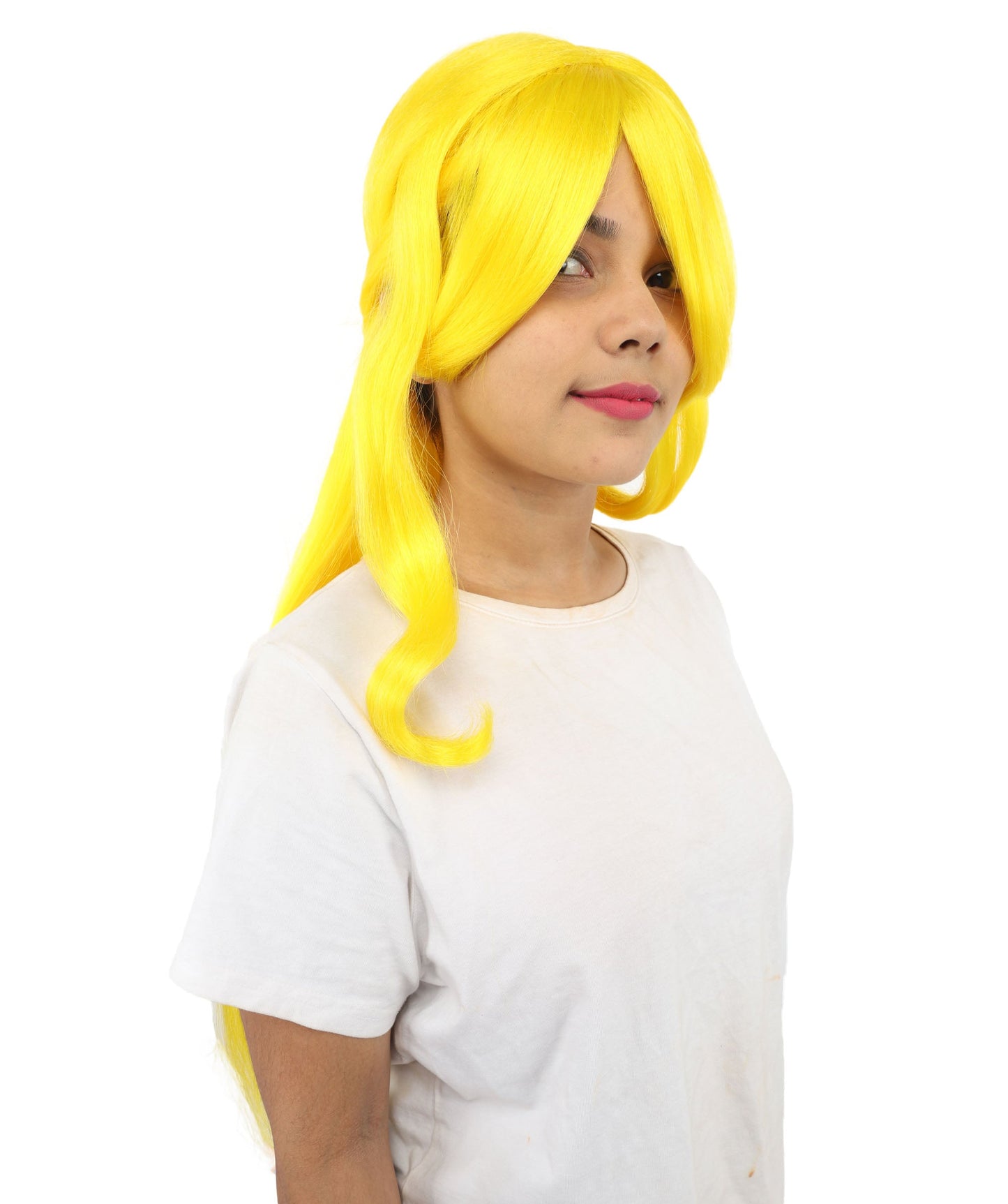HPO Adult Women's Anime Character Wig | Multiple Color Options | Synthetic Fiber with Side Swept Bangs and Top Tuft | Halloween Party and Comic Con Events