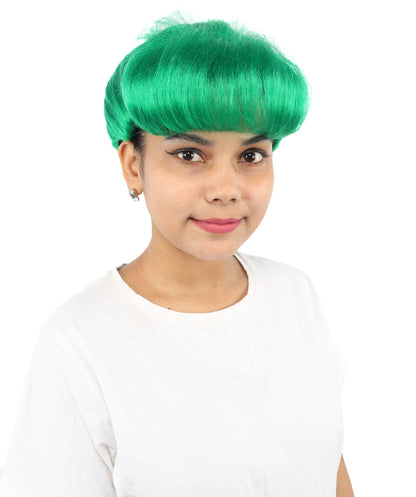 HPO Adult Women's Retro Pin-Up Wig | Multicolor Options, create of synthetic fiber, vintage curled bumper bangs with rolled back, breathable base | Party, Halloween, theater, drag, performance, costume events