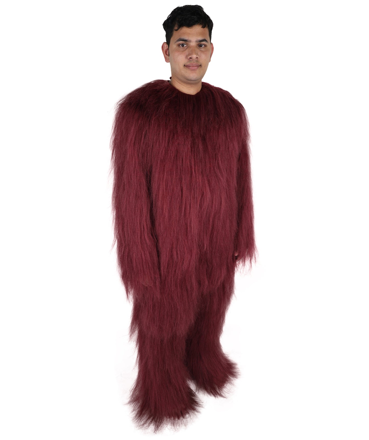 HPO Unisex Extreme Hairy Person Costume, Mask and Bundle - Full-Body Hair Suit Extra-Long Ash Brown Costume Wig for Halloween, Cosplay & Parties