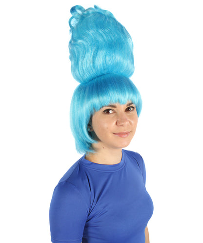 HPO Women's Animated Film Mythological Antagonist Blue Flaming Wig | Flame-retardant Synthetic Fiber