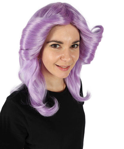 HPO Women's 70's Flick Multiple Color Retro Wig, Flame-retardant Synthetic Fiber
