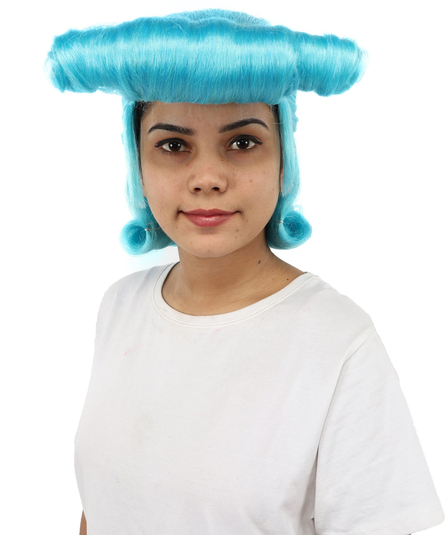 HPO Women's Light Blue Spiky Warrior Cosplay Wig with Sideburns | Bold Anime-Inspired Hairstyle | Synthetic Fiber Hairpiece for Halloween, Stage & Parties