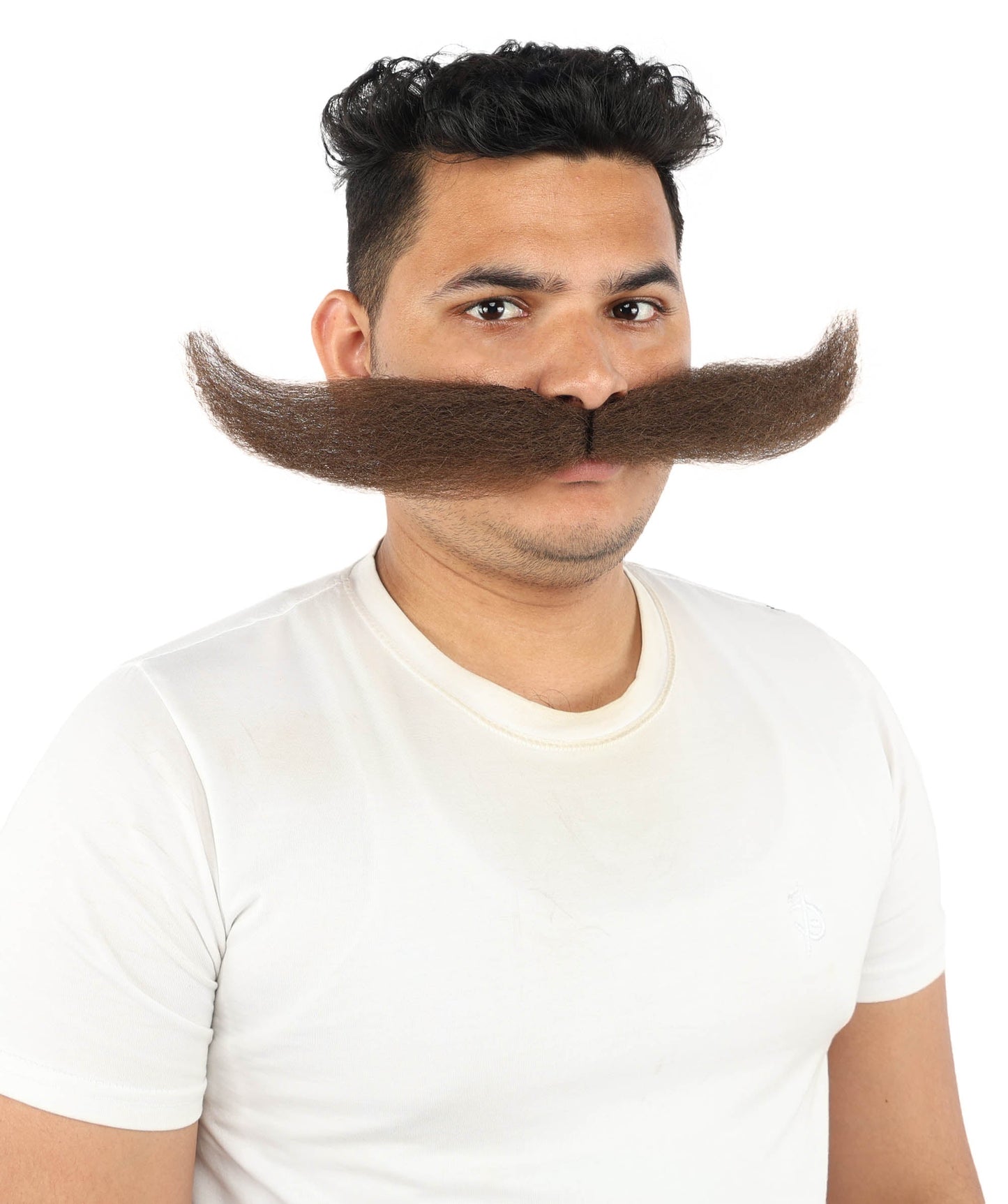HPO Adult Men's Giant Mustache | Multiple Color Options | Self-Adhesive Fake Mustache | Realistic Costume Facial Hair Accessory for Halloween, Parties & Roleplay