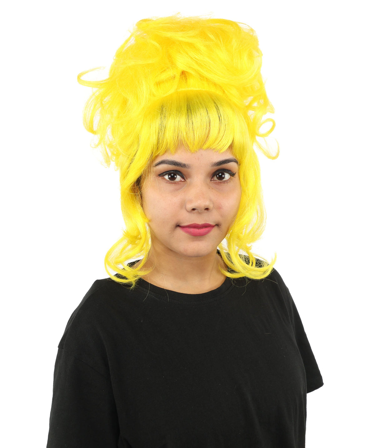 HPO Adult Women's Elegant Updo Tendril Wig | Multiple Color Options | Pastel peach hue, create of synthetic fiber, high teased volume with face-framing strands, breathable capless cap | Party, Halloween, theater, drag, performance, costume events