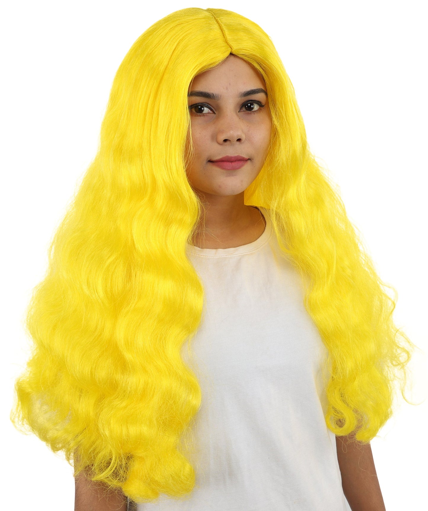 HPO Adult Women's Long Wavy Wig | Multiple Color Options | Center Parted Ginger Curls with Voluminous Ends, Heat Resistant Synthetic Fiber & Breathable Cap | Halloween, Teen Roleplay, Theater, Themed Party & Costume Events