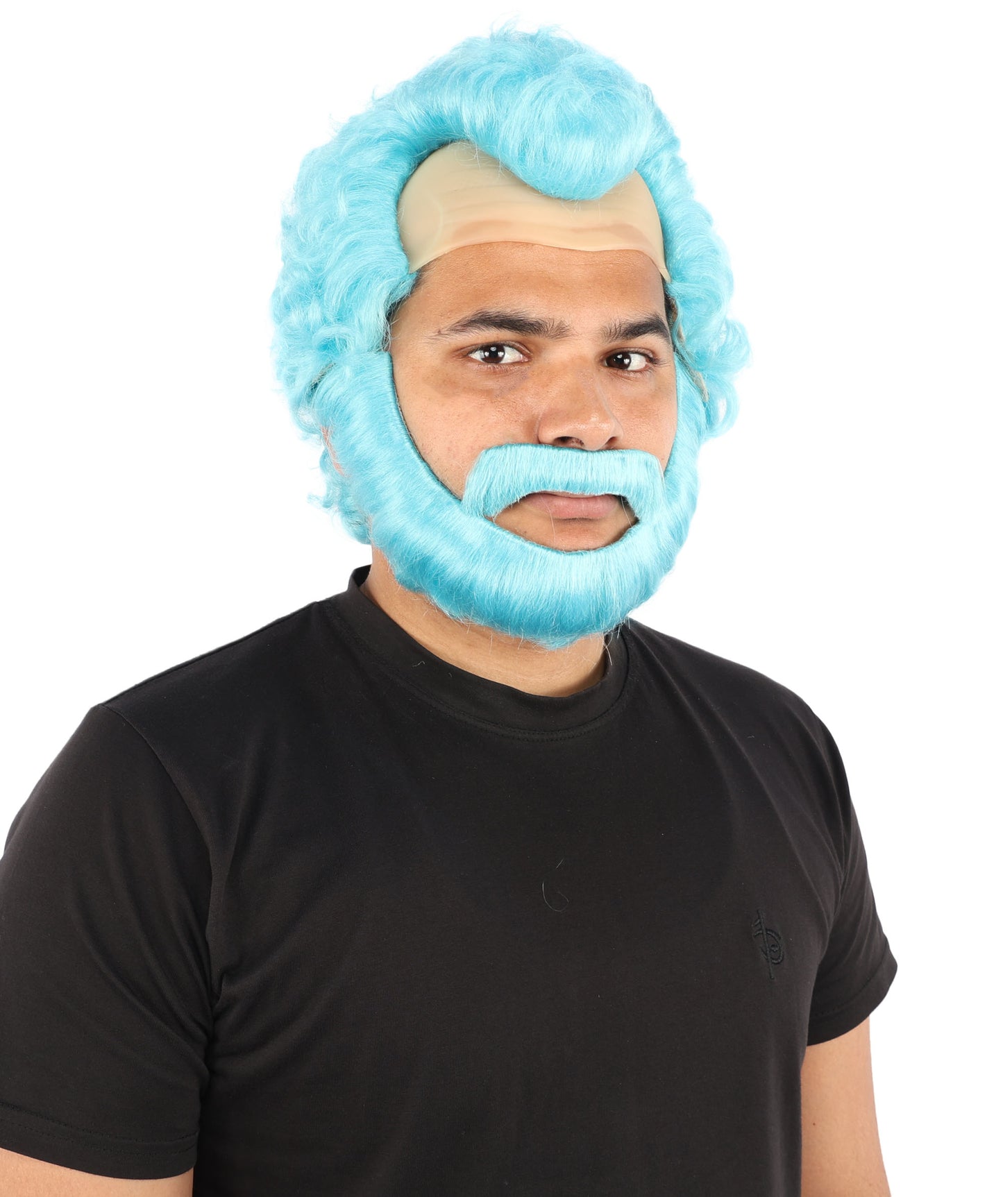HPO Men’s Short Brown Curly Wig Beard & Mustache Set – Messy Sleepy Style Wig with Natural Afro Curls | Animated Movie-Inspired for Halloween & Cosplay Characters
